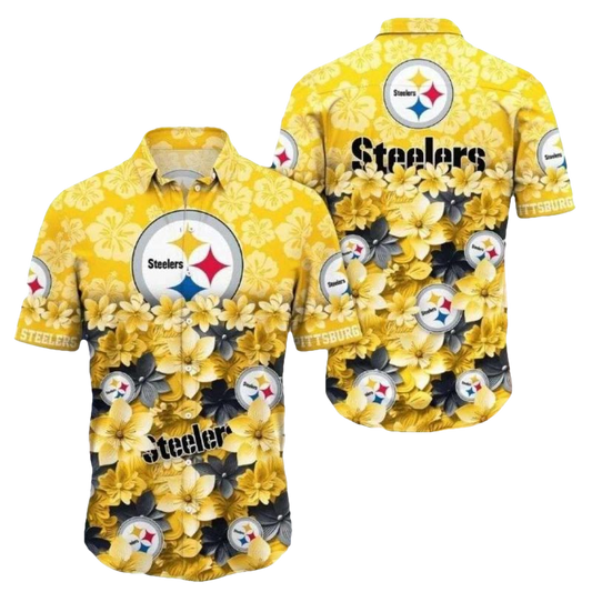 Pittsburgh Steelers Bloom Of Victory Floral Burst Hawaiian Shirt - Moonbestprint