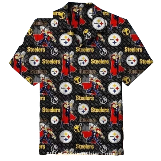 Pittsburgh Steelers Biker And Logo Hawaiian Shirt - Moonbestprint