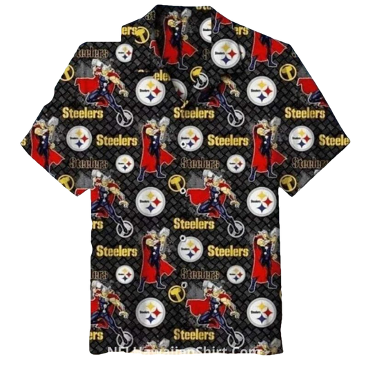 Pittsburgh Steelers Biker And Logo Hawaiian Shirt - Moonbestprint