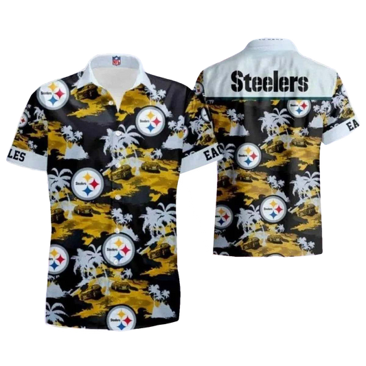 Pittsburgh Steelers Beachfront Blitz Animated Character Beachfront Hawaiian Shirt - Moonbestprint