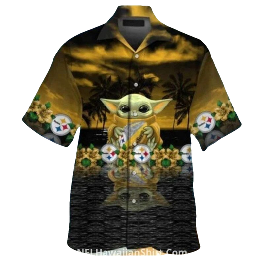 Pittsburgh Steelers Baby Alien Palm Scene Hawaiian Shirt - Moonbestprint