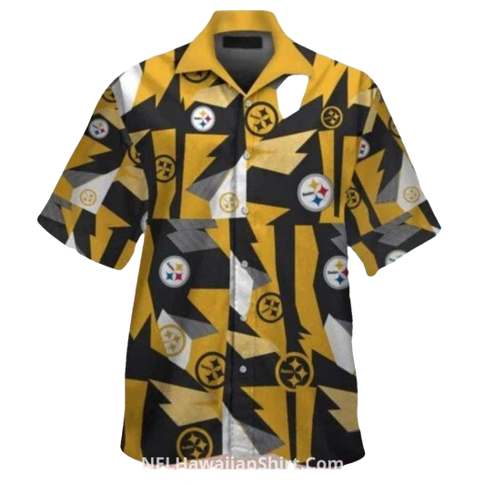 Pittsburgh Steelers Abstract Gold And Black Design Hawaiian Shirt - Moonbestprint