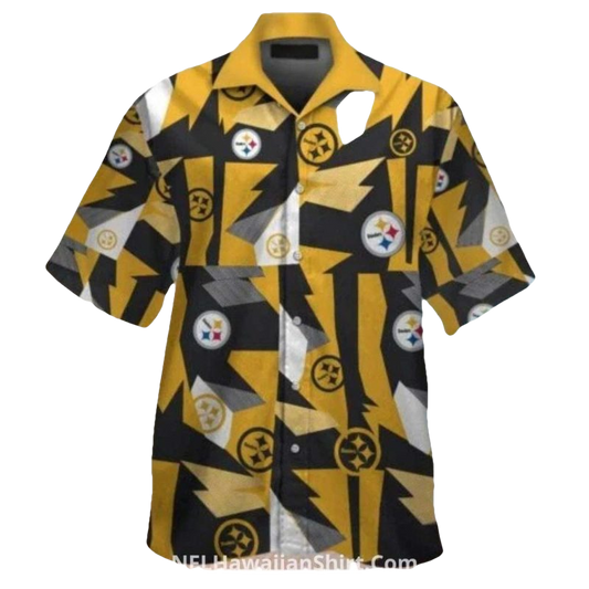 Pittsburgh Steelers Abstract Gold And Black Design Hawaiian Shirt - Moonbestprint