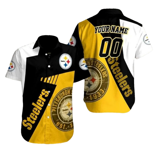 Personalized Vintage Pittsburgh Gold Rush Steelers Hawaiian Shirt - Moonbestprint