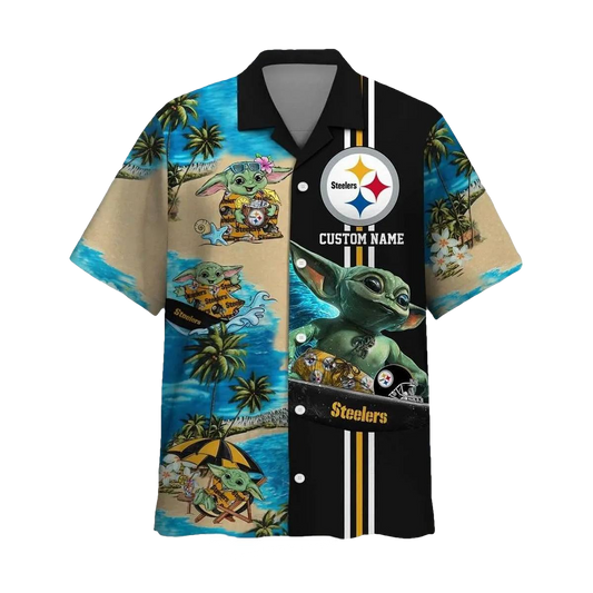 Personalized Pittsburgh Steelersbaby Yoda Summer 2025 Hawaiian Shirt - Moonbestprint
