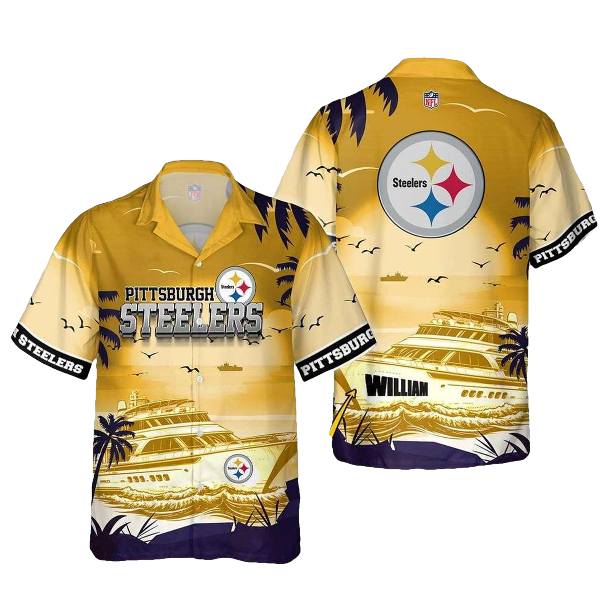 Personalized Pittsburgh Steelers Yacht Cruising Special Hawaiian Shirt - Moonbestprint