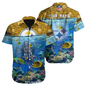 Personalized Pittsburgh Steelers Underwater Reef Mascot Style Hawaiian Shirt - Moonbestprint
