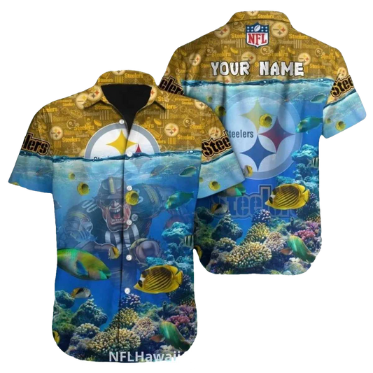 Personalized Pittsburgh Steelers Underwater Reef Mascot Style Hawaiian Shirt - Moonbestprint