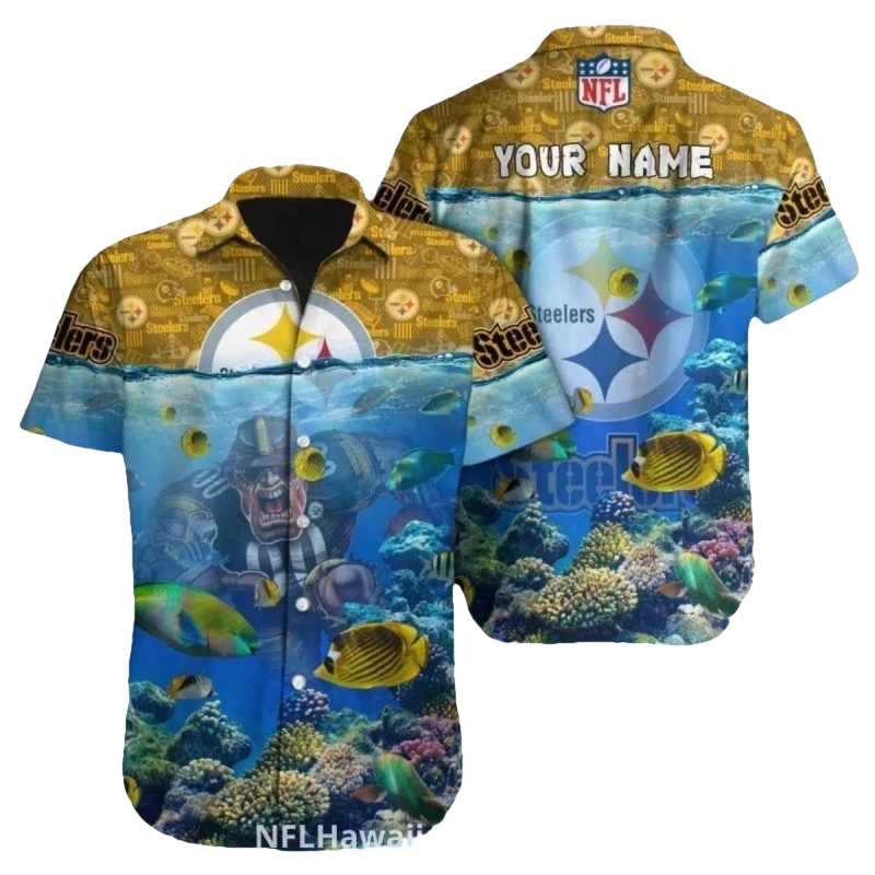 Personalized Pittsburgh Steelers Underwater Reef Mascot Style Hawaiian Shirt - Moonbestprint