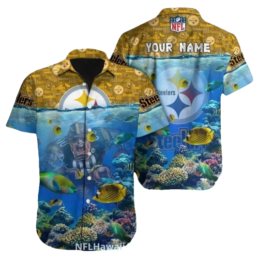 Personalized Pittsburgh Steelers Underwater Reef Mascot Style Hawaiian Shirt - Moonbestprint