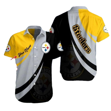 Personalized Pittsburgh Steelers Touchdown Game Day Yellow Hawaiian Shirt - Moonbestprint