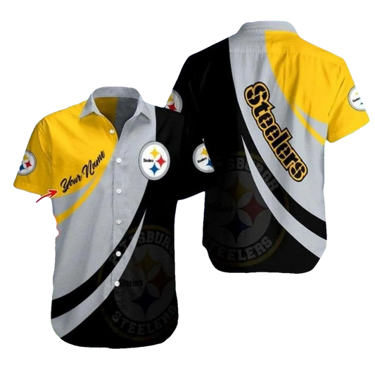 Personalized Pittsburgh Steelers Touchdown Game Day Yellow Hawaiian Shirt - Moonbestprint