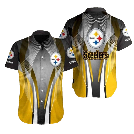 Personalized Pittsburgh Steelers Sleek Steel Wing Black And Yellow Hawaiian Shirt - Moonbestprint