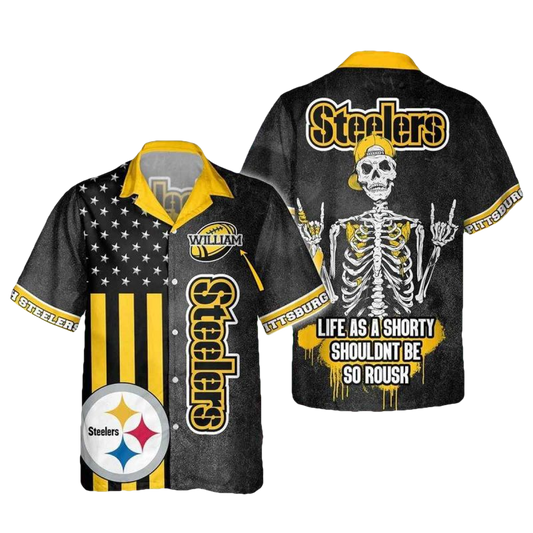 Personalized Pittsburgh Steelers Skull Ready To Fight Hawaiian Shirt - Moonbestprint