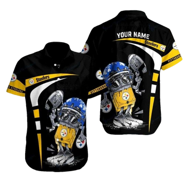 Personalized Pittsburgh Steelers Robot Playing Football Funny Hawaiian Shirt - Moonbestprint
