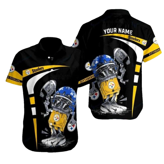 Personalized Pittsburgh Steelers Robot Playing Football Funny Hawaiian Shirt - Moonbestprint