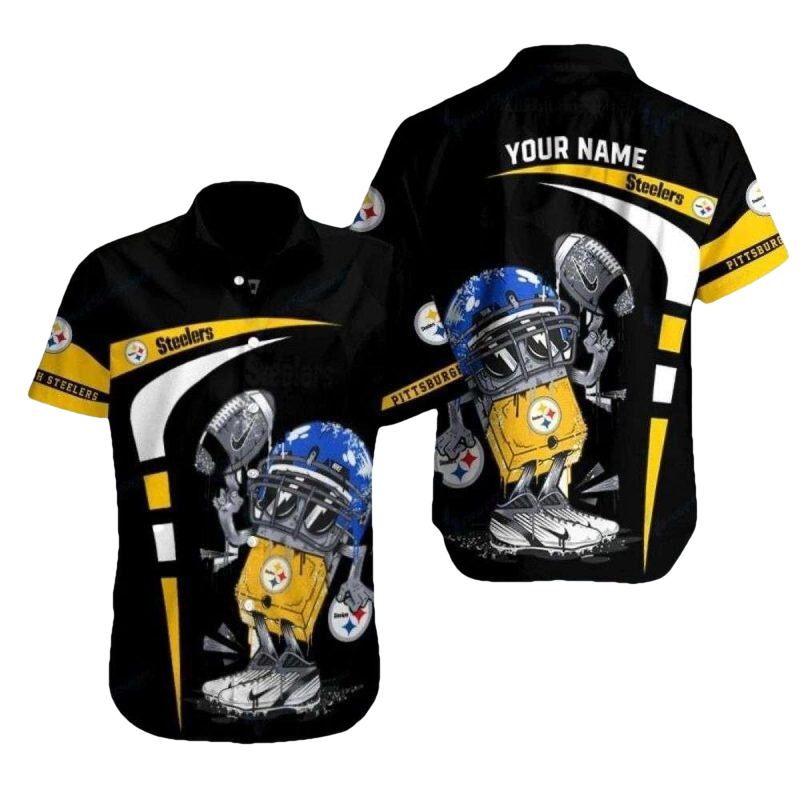 Personalized Pittsburgh Steelers Robot Playing Football Funny Hawaiian Shirt - Moonbestprint