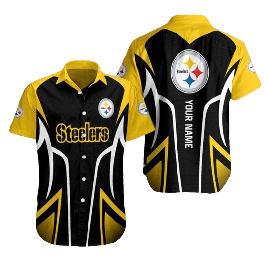 Personalized Pittsburgh Steelers Power Play Yellow And Black Hawaiian Shirt - Moonbestprint