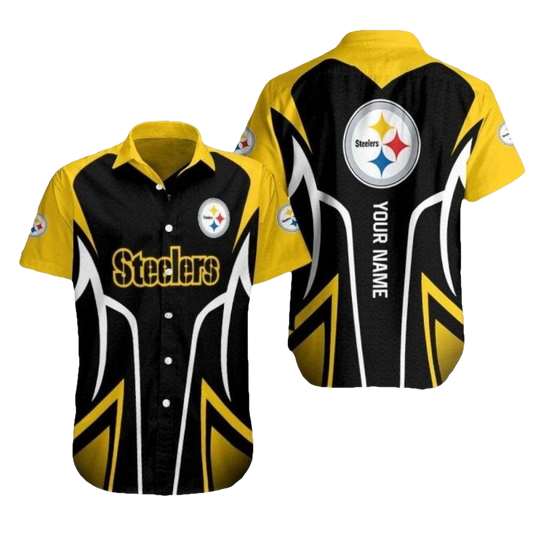 Personalized Pittsburgh Steelers Power Play Yellow And Black Hawaiian Shirt - Moonbestprint
