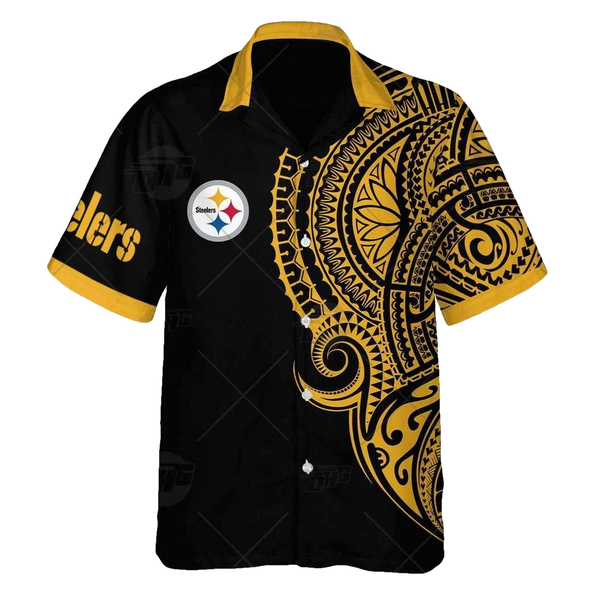 Personalized Pittsburgh Steelers Polynesian Tattoo Design Hawaiian Shirt - Moonbestprint