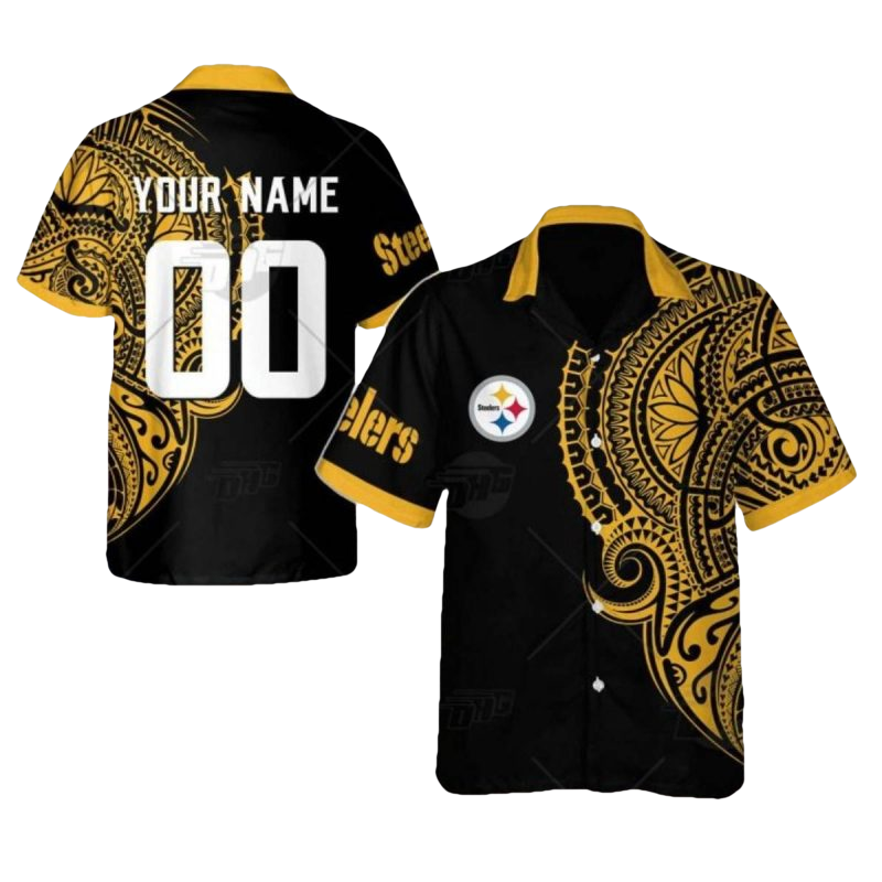 Personalized Pittsburgh Steelers Polynesian Tattoo Design Hawaiian Shirt - Moonbestprint