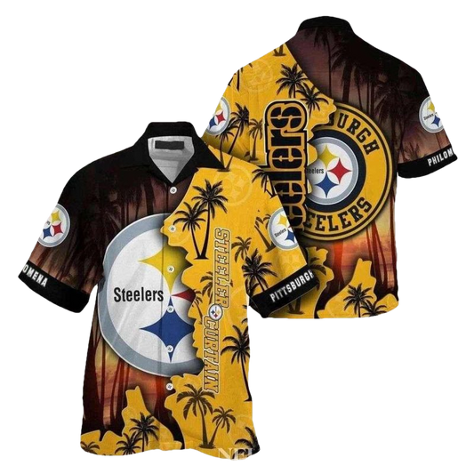 Personalized Pittsburgh Steelers Night Game Waves Starry Night Tropical Hawaiian Shirt - Moonbestprint