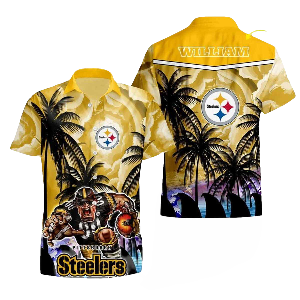 Personalized Pittsburgh Steelers Mastcot New Summer Coconut Tree 2025 Hawaiian Shirt - Moonbestprint