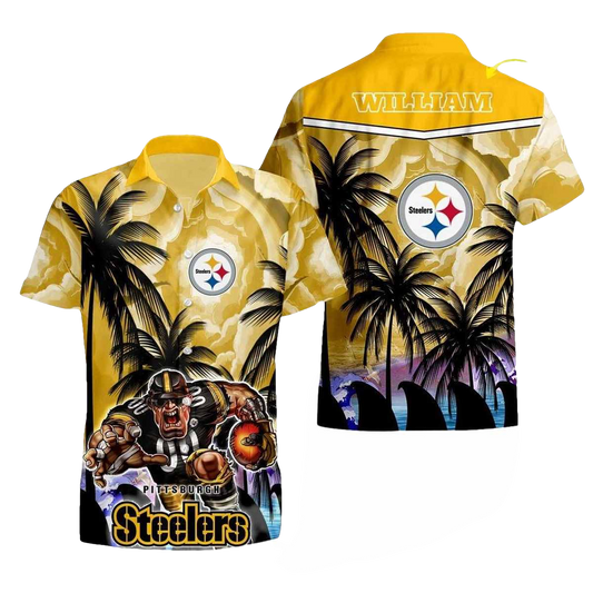 Personalized Pittsburgh Steelers Mastcot New Summer Coconut Tree 2025 Hawaiian Shirt - Moonbestprint