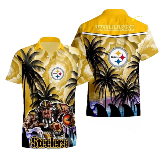 Personalized Pittsburgh Steelers Mastcot New Summer Coconut Tree 2025 Hawaiian Shirt - Moonbestprint
