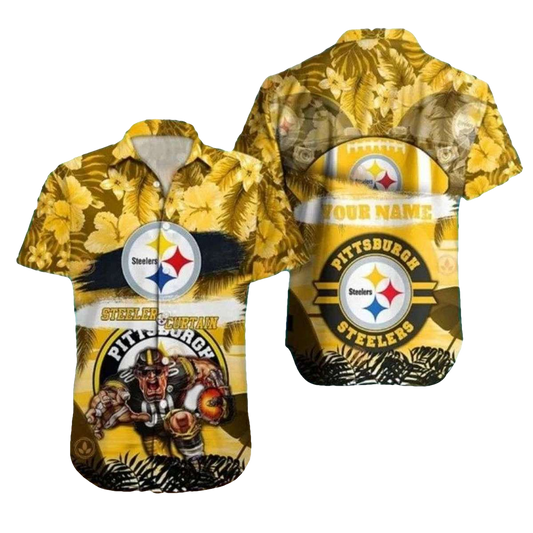Personalized Pittsburgh Steelers Mascot Tropical Defender Hawaiian Shirt - Moonbestprint