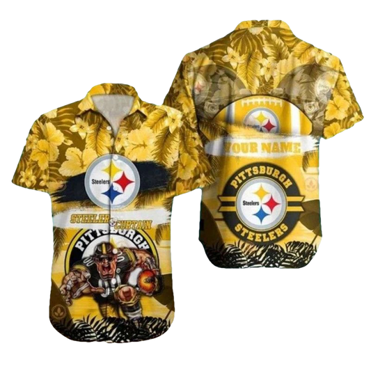 Personalized Pittsburgh Steelers Mascot Tropical Defender Hawaiian Shirt - Moonbestprint