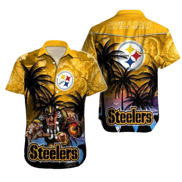 Personalized Pittsburgh Steelers Mascot Intense Sunset Game Art Hawaiian Shirt - Moonbestprint