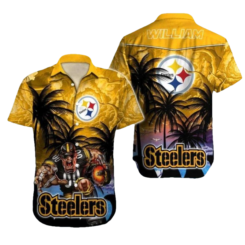 Personalized Pittsburgh Steelers Mascot Intense Sunset Game Art Hawaiian Shirt - Moonbestprint