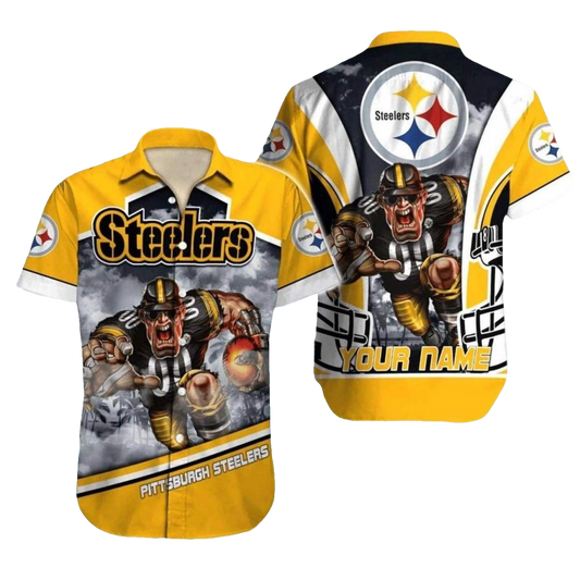 Personalized Pittsburgh Steelers Mascot Intense Football Theme Hawaiian Shirt - Moonbestprint