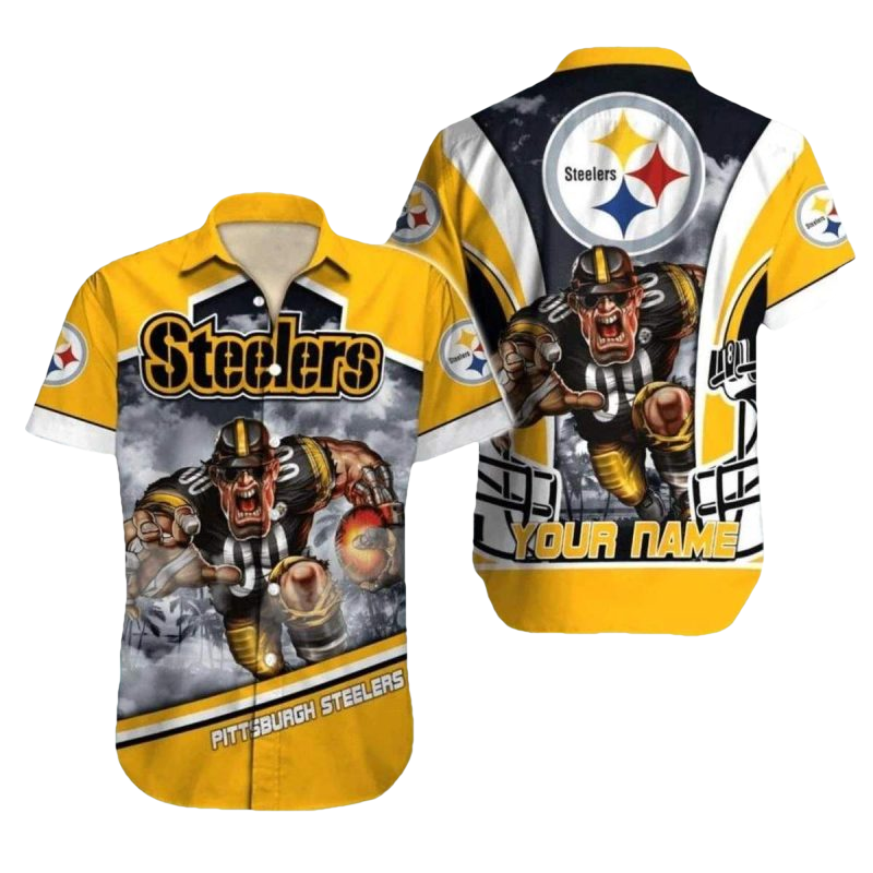 Personalized Pittsburgh Steelers Mascot Intense Football Theme Hawaiian Shirt - Moonbestprint