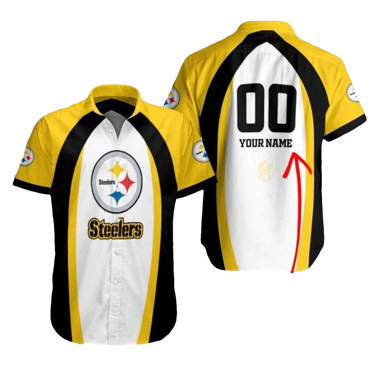 Personalized Pittsburgh Steelers Logo Golden Gridiron Glory Hawaiian Shirt - Moonbestprint