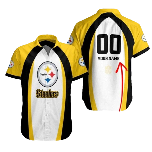 Personalized Pittsburgh Steelers Logo Golden Gridiron Glory Hawaiian Shirt - Moonbestprint