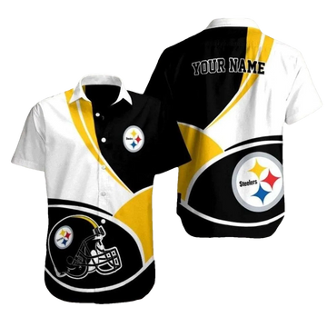 Personalized Pittsburgh Steelers Legacy Black And White Vintage Helmet Hawaiian Shirt - Moonbestprint