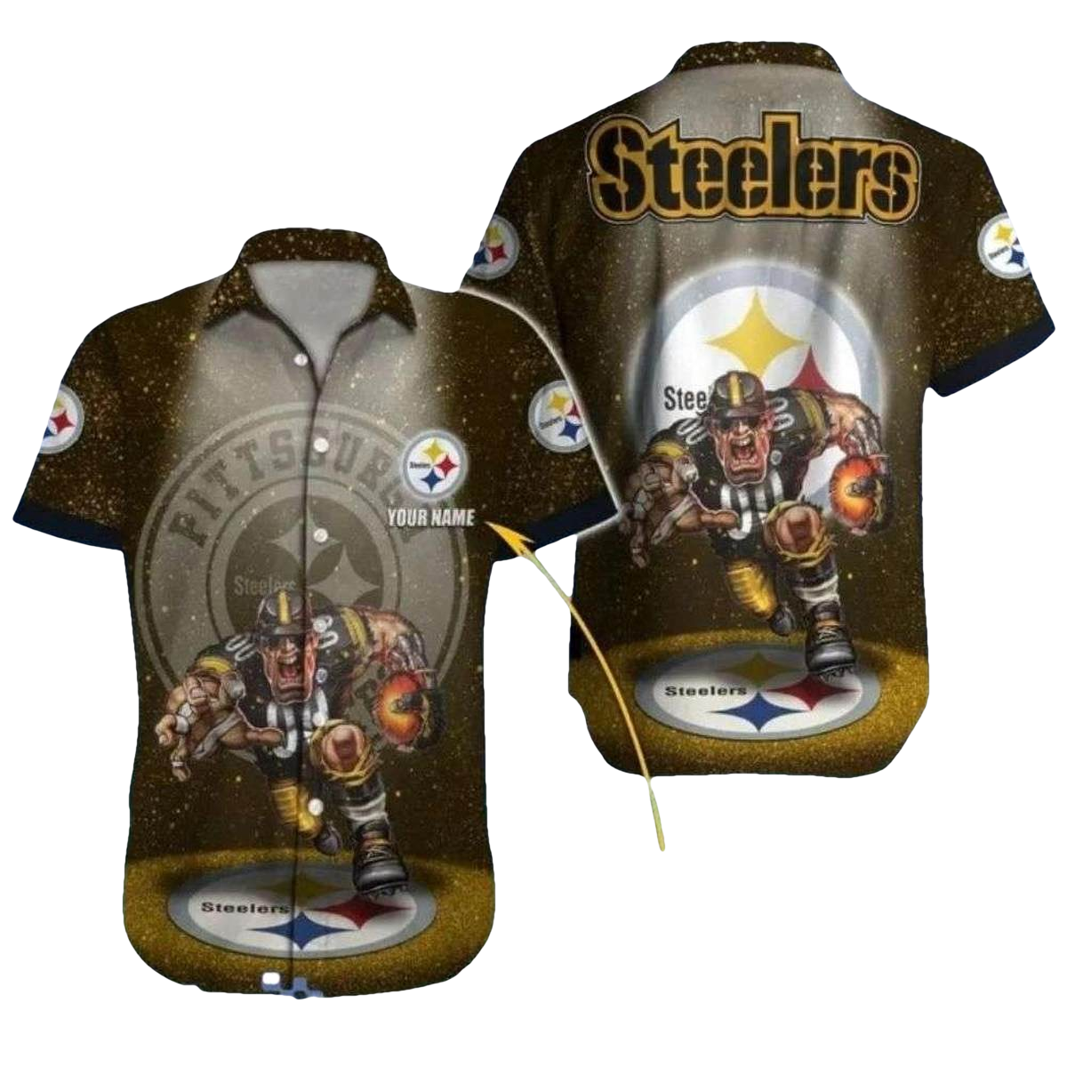 Personalized Pittsburgh Steelers Gridiron Gladiator Mascot Hawaiian Shirt - Moonbestprint