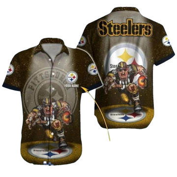 Personalized Pittsburgh Steelers Gridiron Gladiator Mascot Hawaiian Shirt - Moonbestprint