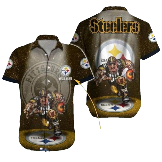 Personalized Pittsburgh Steelers Gridiron Gladiator Mascot Hawaiian Shirt - Moonbestprint