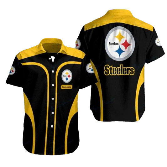 Personalized Pittsburgh Steelers Game Day Bold Stripe Black And Yellow Hawaiian Shirt - Moonbestprint