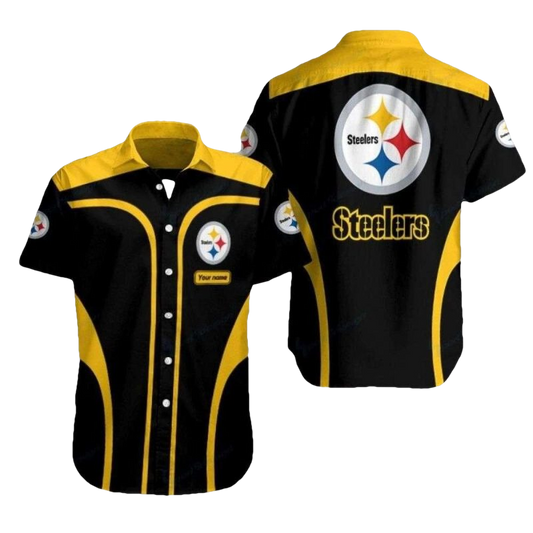 Personalized Pittsburgh Steelers Game Day Bold Stripe Black And Yellow Hawaiian Shirt - Moonbestprint