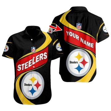 Personalized Pittsburgh Steelers Dynamic Play Black And Red Pattern Hawaiian Shirt - Moonbestprint
