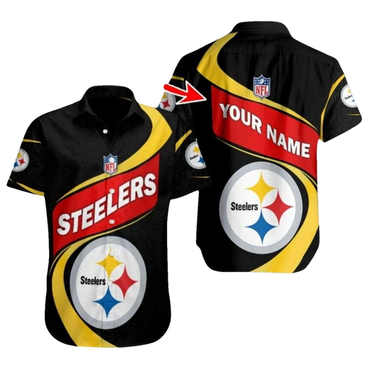 Personalized Pittsburgh Steelers Dynamic Play Black And Red Pattern Hawaiian Shirt - Moonbestprint