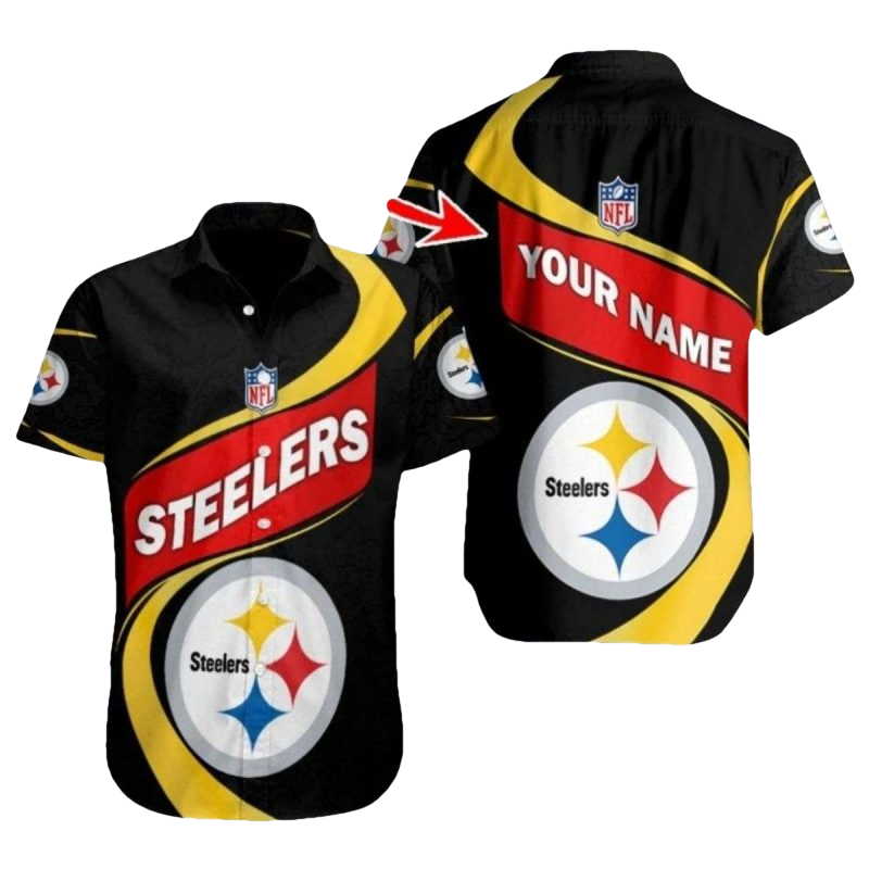 Personalized Pittsburgh Steelers Dynamic Play Black And Red Pattern Hawaiian Shirt - Moonbestprint