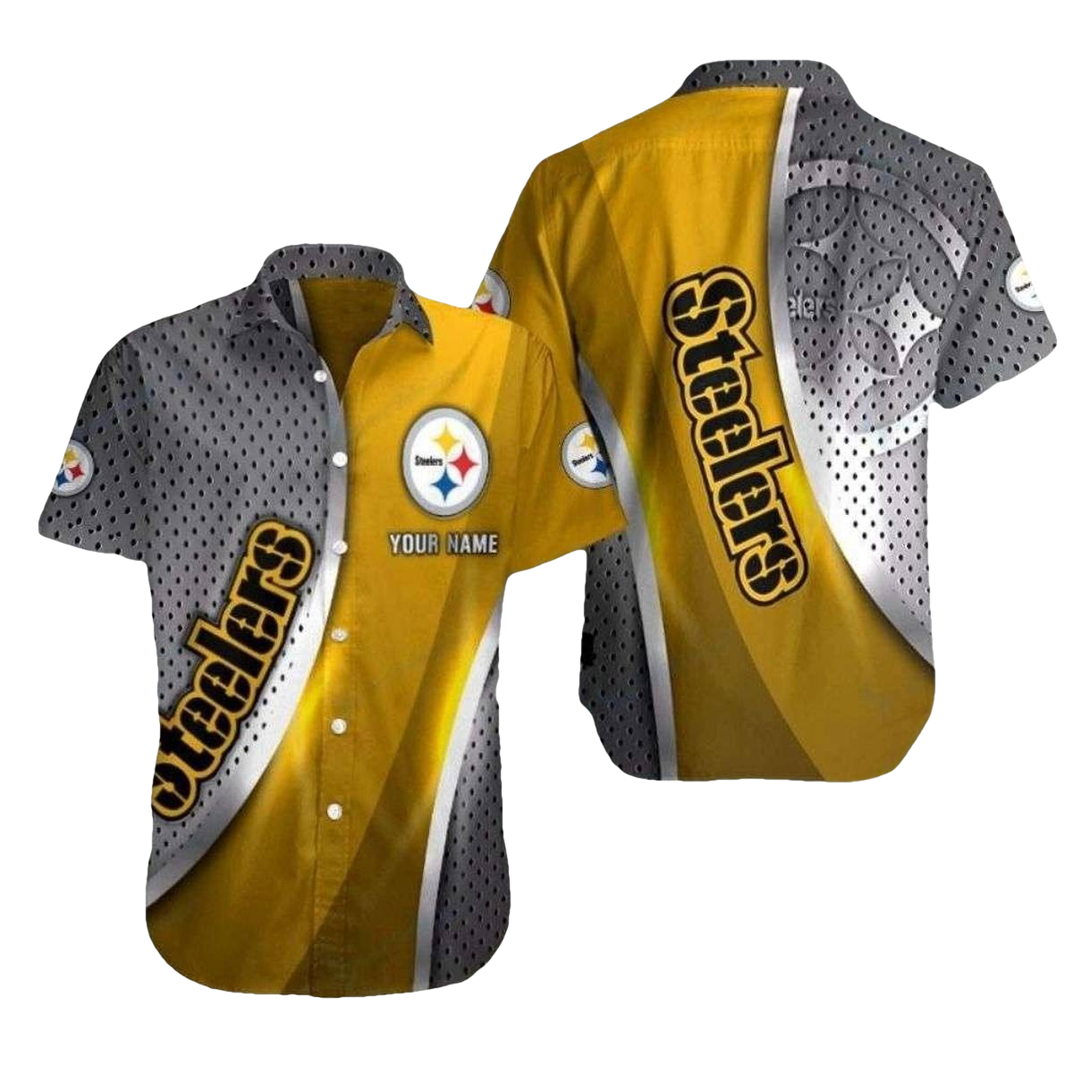 Personalized Pittsburgh Steelers Dotted Fade Modern Touch Hawaiian Shirt - Moonbestprint