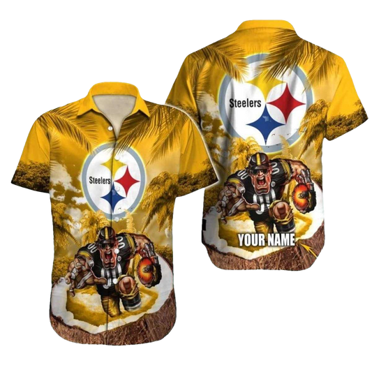 Personalized Pittsburgh Steelers Coconut Bowl Warrior Hawaiian Shirt - Moonbestprint