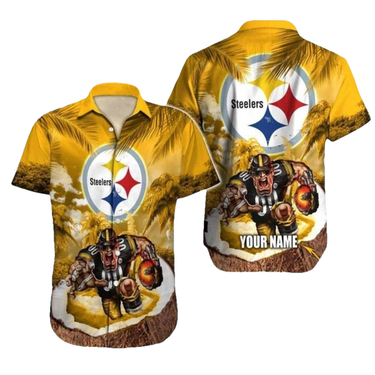 Personalized Pittsburgh Steelers Coconut Bowl Warrior Hawaiian Shirt - Moonbestprint