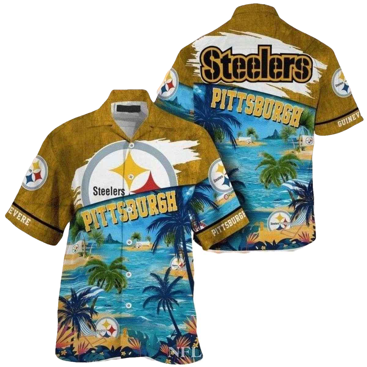 Personalized Pittsburgh Steelers Coconut Tree Beach Hawaiian Shirt - Moonbestprint
